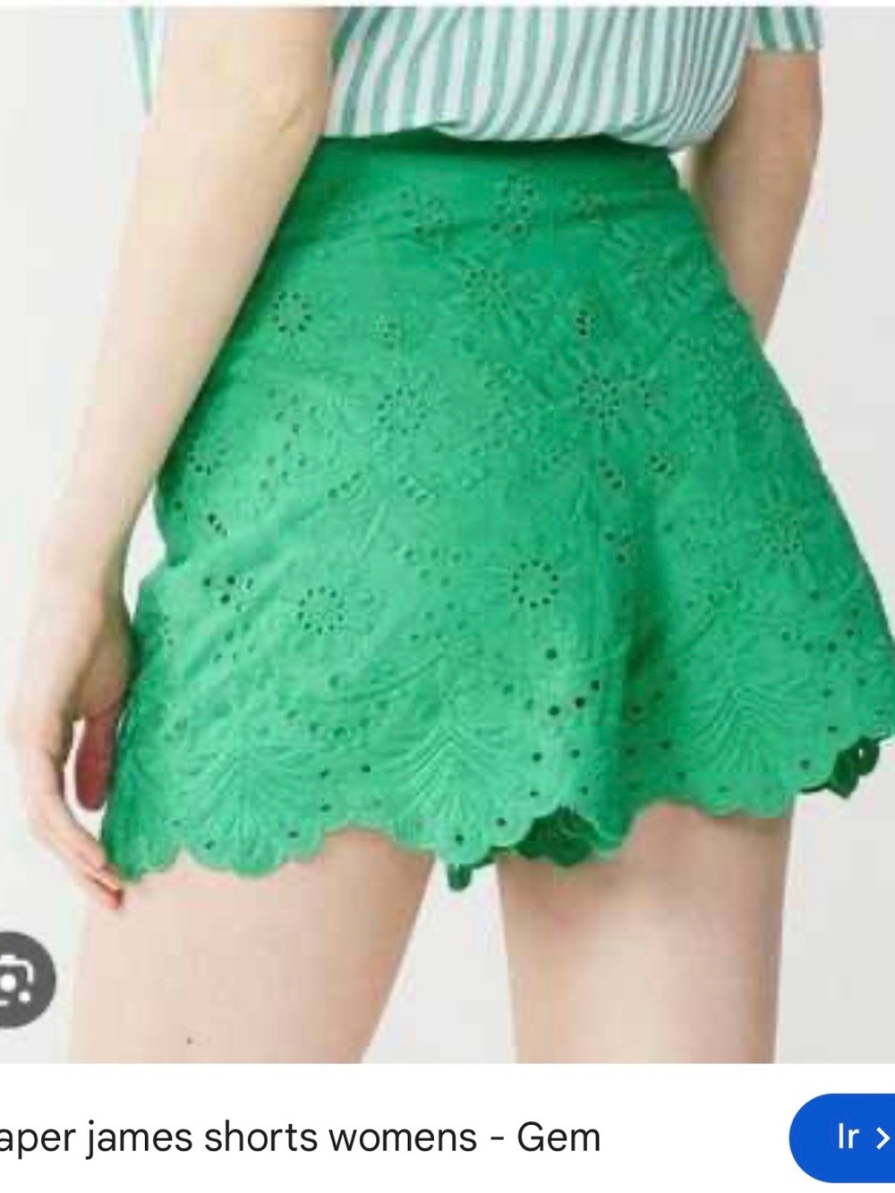 Draper James Green Eyelet Lace Skort with Scalloped Hem